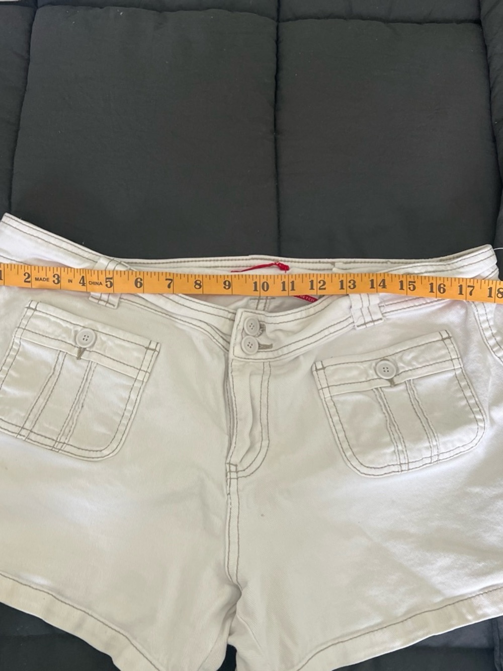 Old Navy White Stretch Cotton Shorts with Button Waist